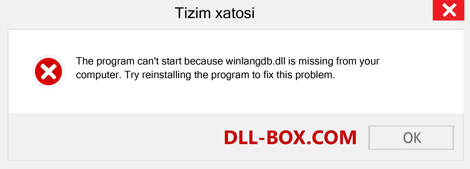 winlangdb.dll fayli yo'qolganmi?. Windows 7, 8, 10 uchun yuklab olish - Windowsda winlangdb dll etishmayotgan xatoni tuzating, rasmlar, rasmlar